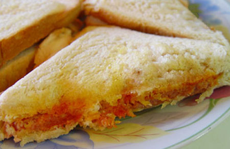 درست کردن ساندویچ نان تست با نخود,پخت اسنک نخود