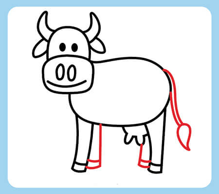 نقاشی گاو,نقاشی گاو برای کودکان,کشیدن گاو با اشکال هندسی