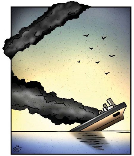 کاریکاتور غرق شدن سانچی, کاریکاتور در مورد کشتی سانچی