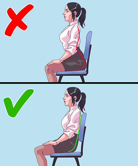 نشستن صحیح روی صندلی, نشستن صحیح پشت کامپیوتر
